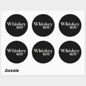 Whiskey helpt grappige drink alcoholcitaten ronde sticker (Vel)