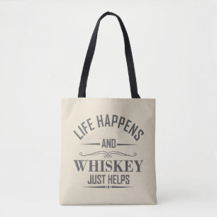 Whiskey helpt grappige drink alcoholische gezegden tote bag