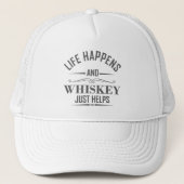 Whiskey helpt grappige drink alcoholische gezegden trucker pet (Voorkant)