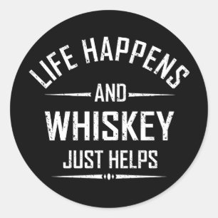 Whiskey helpt grappige quotes drink alcohol gezegd ronde sticker