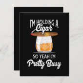 Whiskey, ik hou Cigar, dus ik ben  Busy Bedankkaart (Voorkant / Achterkant)