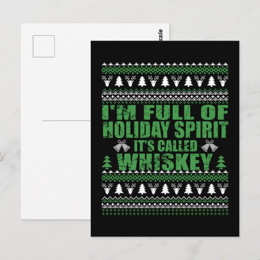 Whiskey is mijn geest grappige lelijke kerst trui briefkaart (Voorkant / Achterkant)