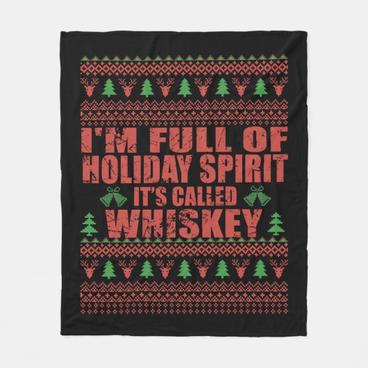 Whiskey is mijn geest grappige lelijke kerst trui fleece deken (Voorkant)