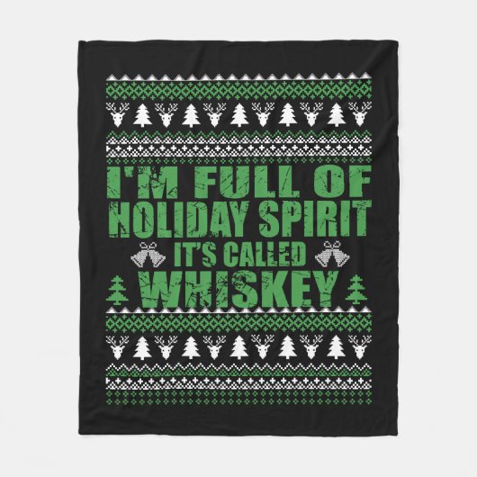 Whiskey is mijn geest grappige lelijke kerst trui fleece deken (Voorkant)