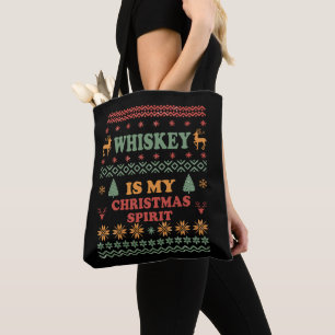 Whiskey is mijn kerst geest grappige lelijke trui tote bag