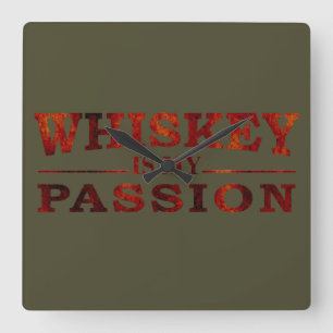 Whiskey is mijn passie grappige alcohol gezegden vierkante klok