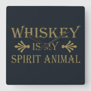 Whiskey is mijn spirituele dier grappige alcohol g vierkante klok