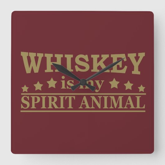 Whiskey is mijn spirituele dier grappige alcohol g vierkante klok (Voorkant)