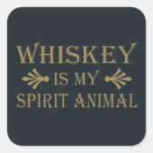 Whiskey is mijn spirituele dier grappige alcohol g vierkante sticker (Voorkant)