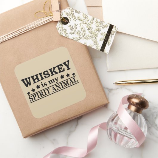 Whiskey is mijn spirituele dier grappige alcohol g vierkante sticker (Geschenken)