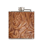 Whiskey-kolf met getande leder heupfles (Achterkant)