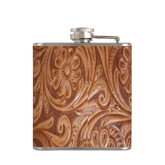 Whiskey-kolf met getande leder heupfles (Achterkant)