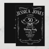 Whiskey Label 30th Birthday Uitnodiging (Voorkant / Achterkant)