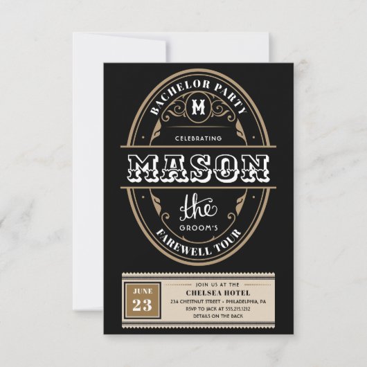 Whiskey Label Bachelor Feest Bachelor Weekend Kaart (Voorkant)