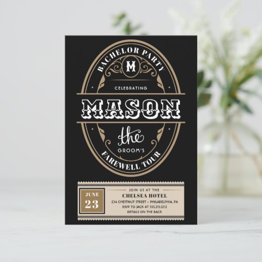 Whiskey Label Bachelor Feest Bachelor Weekend Kaart (Staand voorkant)