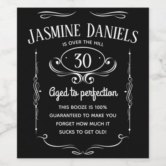 Whiskey Label Funny Over The Hill Wijn Etiket (Enkel label)