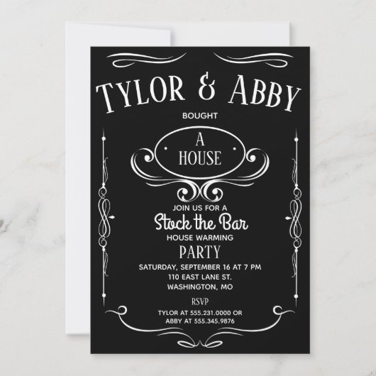 Whiskey Label Housewarming Party Kaart (Voorkant)
