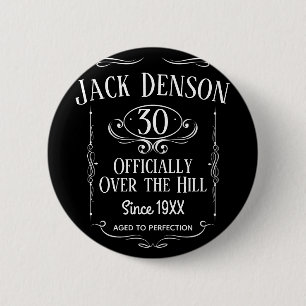 Whiskey Label over the Hill Birthday Ronde Button 5,7 Cm