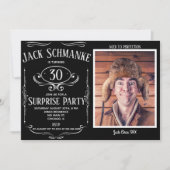Whiskey Label Surprise Birthday Party Invitation Kaart (Voorkant)