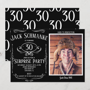 Whiskey Label Surprise Birthday Party Invitation Kaart