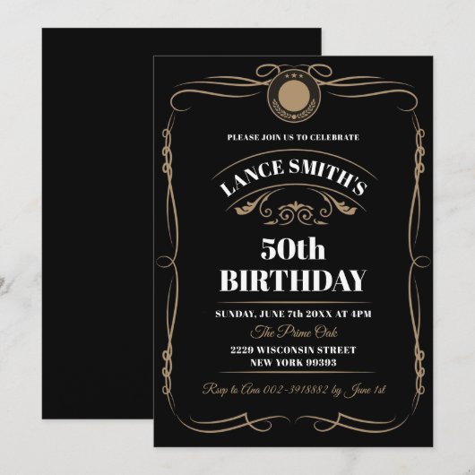 Whiskey Label - verouderd tot perfecte verjaardag Kaart (Voorkant / Achterkant)