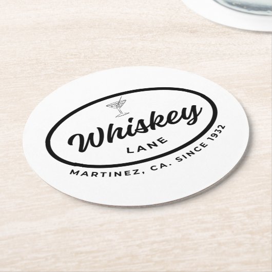 Whiskey Lane Retro Logo Wit Onderzetter Set (Gebogen)
