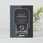 Whiskey Lover Zwart Grijs Modern 50ste Verjaardag Kaart (Staand voorkant)