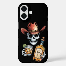 Whiskey-Loving Skeleton Cowboy | Wild West-thema iPhone 16 Hoesje