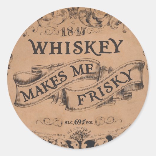 Whiskey maakt me gek ronde sticker (Voorkant)
