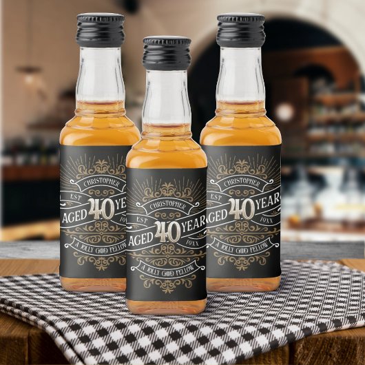 Whiskey Mannen 40e verjaardag Likeurfles Etiket