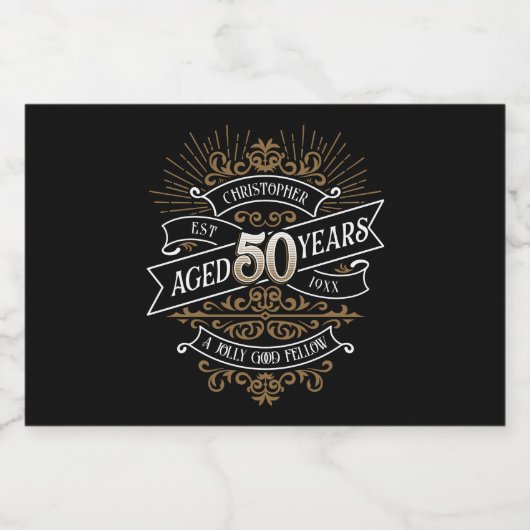 Whiskey  Mannen 50th Birthday Likeurfles Etiket (Enkel label)