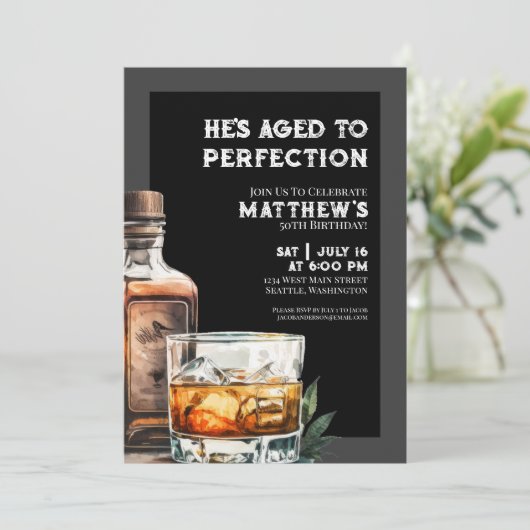 Whiskey Mannen verjaardagsfeestje Kaart (Staand voorkant)