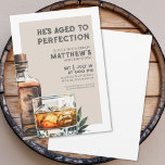 Whiskey Mannen verjaardagsfeestje Kaart<br><div class="desc">Elegante Whiskey-thema Mannen verjaardag uitnodiging. Vier 50 jaar leven met deze klassieke en mannelijke uitnodiging met een grote waterverf whiskyfles en een glas aan de rechterkant, waardoor het een eigentijdse twist krijgt. Op de top van de uitnodiging staat "He's Aged to Perfection" met de rest van de uitnodiging in een...</div>