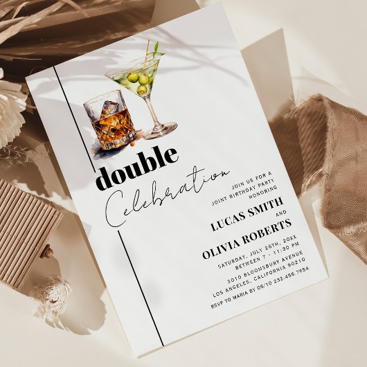 Whiskey & Martini Volwassen Gezamenlijk Verjaardag Kaart