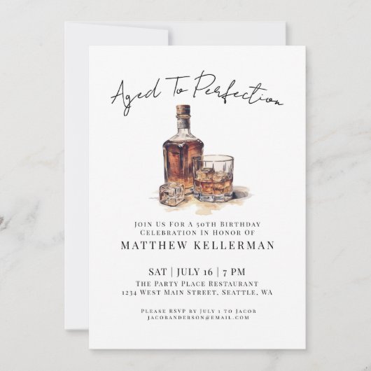 Whiskey Men's Birthday Party Kaart (Voorkant)