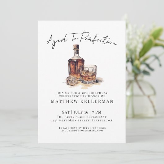 Whiskey Men's Birthday Party Kaart (Staand voorkant)