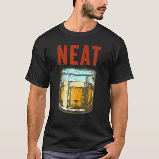 Whiskey Neat Fun Old Fashioned Scotch and Bourbon T-shirt (Voorkant)
