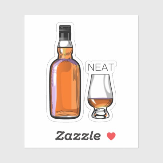 Whiskey Neat Funny Alcohol Drink Sticker (Vel)