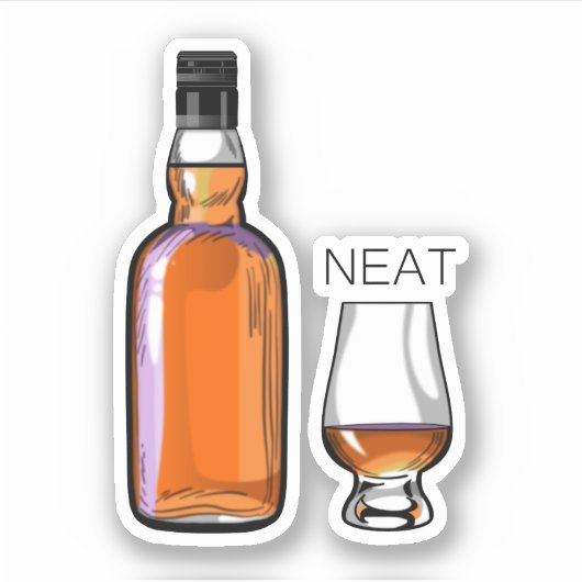 Whiskey Neat Funny Alcohol Drink Sticker (Voorkant)