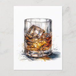 Whiskey op de rotsen kunst briefkaart
