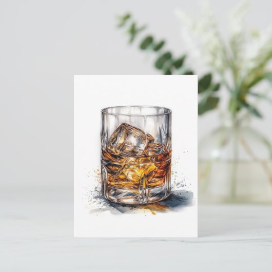 Whiskey op de rotsen kunst briefkaart (Staand voorkant)