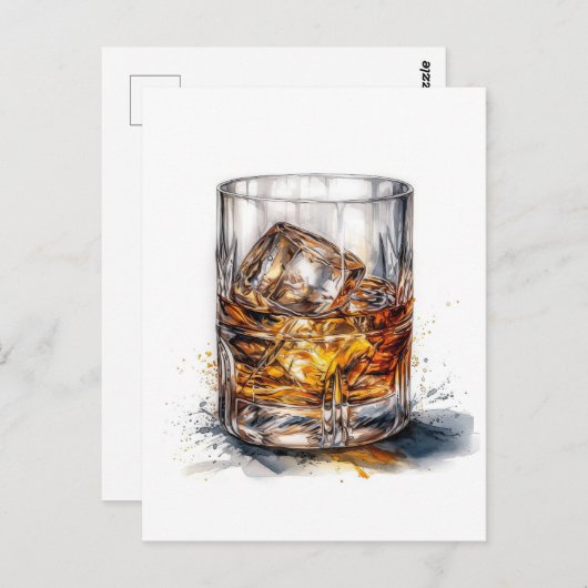Whiskey op de rotsen kunst briefkaart (Voorkant / Achterkant)