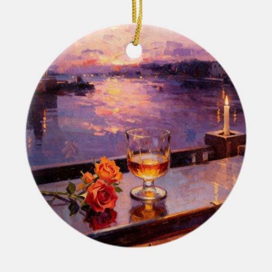 Whiskey & Rozen Zonsondergang Ornament (Voorkant)