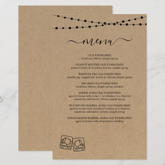 Whiskey / Rum Proeverij Menu (Voorkant / Achterkant)