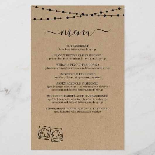 Whiskey / Rum Proeverij Menu (Voorkant)