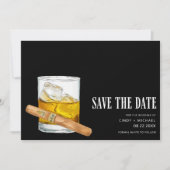 Whiskey sigaar foto bruiloft save the date (Voorkant)