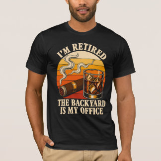 Whiskey sigaar pensioen humor vintage achtertuin t-shirt