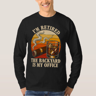 Whiskey sigaar pensioen humor vintage achtertuin t-shirt