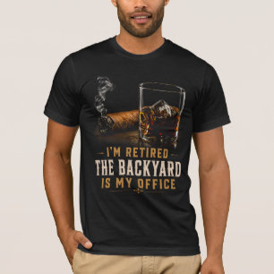 Whiskey sigaar pensioen humor vintage achtertuin t-shirt
