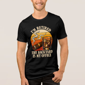 Whiskey sigaar pensioen humor vintage achtertuin Tri-Blend shirt